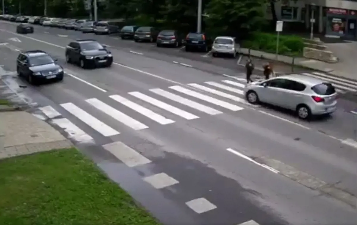 Hajmeresztő rendőrségi videó: majdnem megölt két gyereket a zebrán egy autós