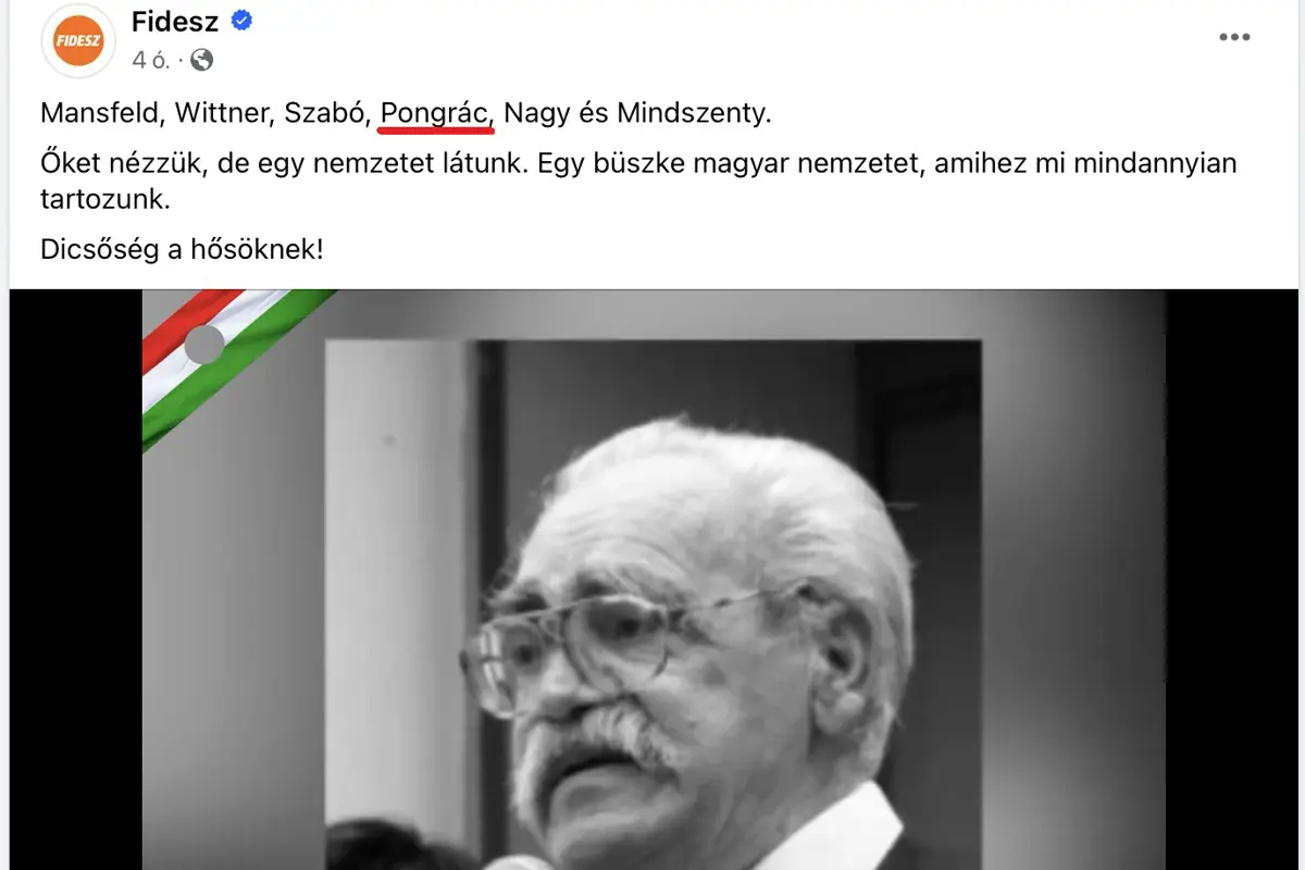 A Fidesznek annyira nem fontos az '56-os hős emléke, hogy nem tudták helyesen leírni Pongrátz Gergely nevét