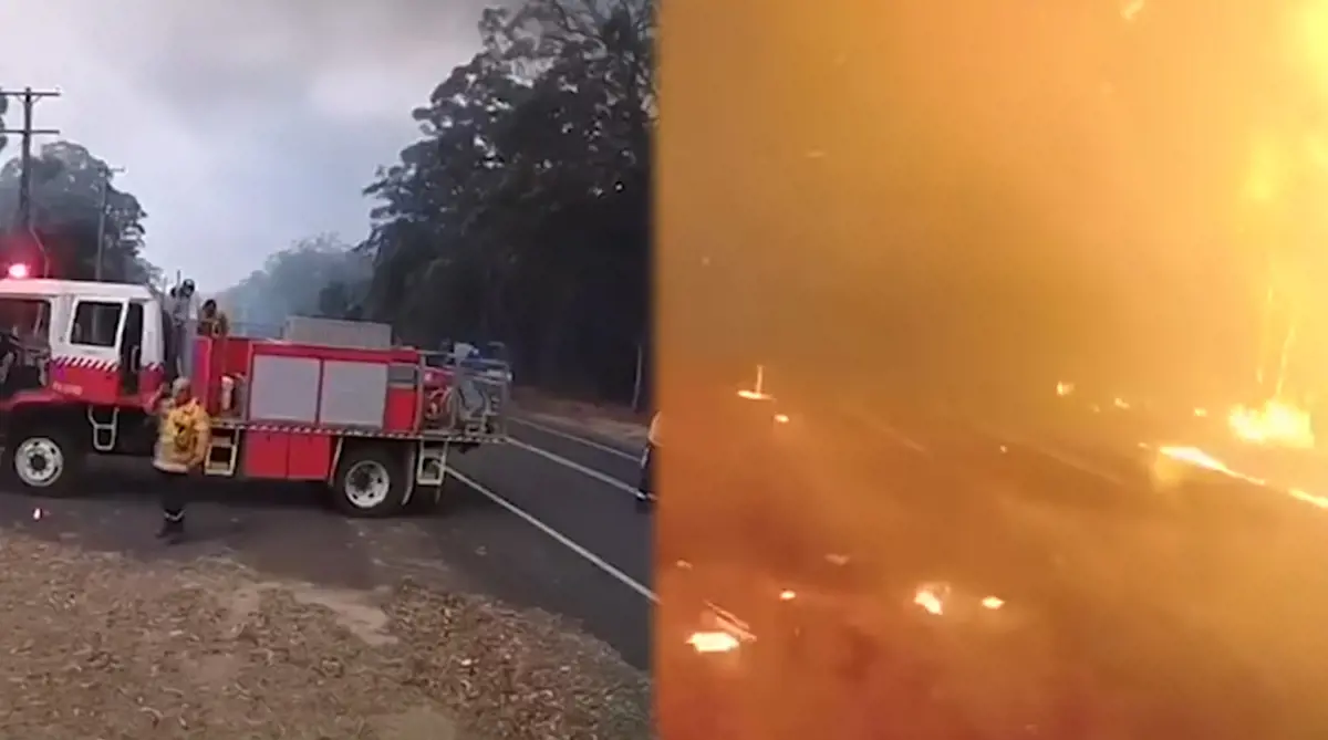 Videón a valódi földi pokol: ilyen, amikor óriási szélviharral érkezik a tűzvész Ausztráliában
