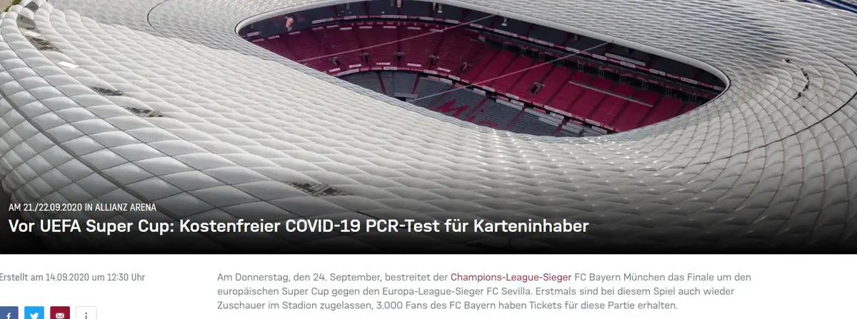 Puskás Aréna - A Bayern München ingyen koronavírus-tesztet ad a jeggyel rendelkezőknek