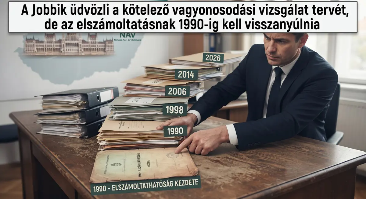 A Jobbik üdvözli a kötelező vagyonosodási vizsgálat tervét – de az elszámoltatásnak 1990-ig kell visszanyúlnia