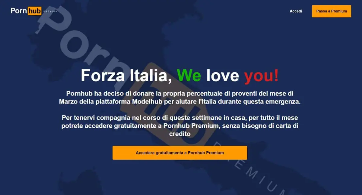 Szolidaritás: ingyenessé teszi prémiumtartalmait az olaszok számára a Pornhub