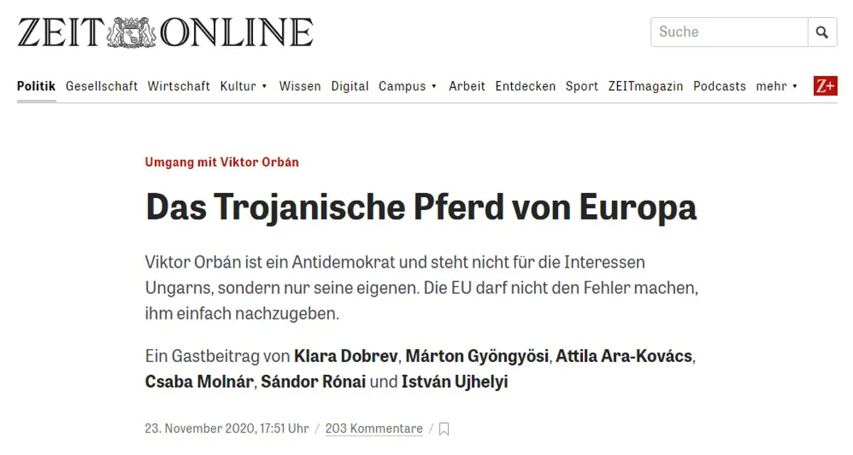 "Európa trójai falova" - Orbánról írtak cikket egy német lapba magyar ellenzéki EP-képviselők