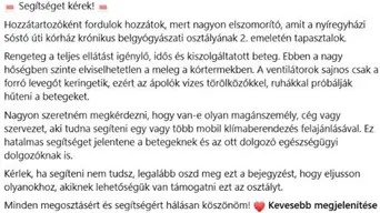 „Úgy érzik, megfő a tüdejük a 42 fokos kórteremben” – segélykiáltás egy magyar kórházból